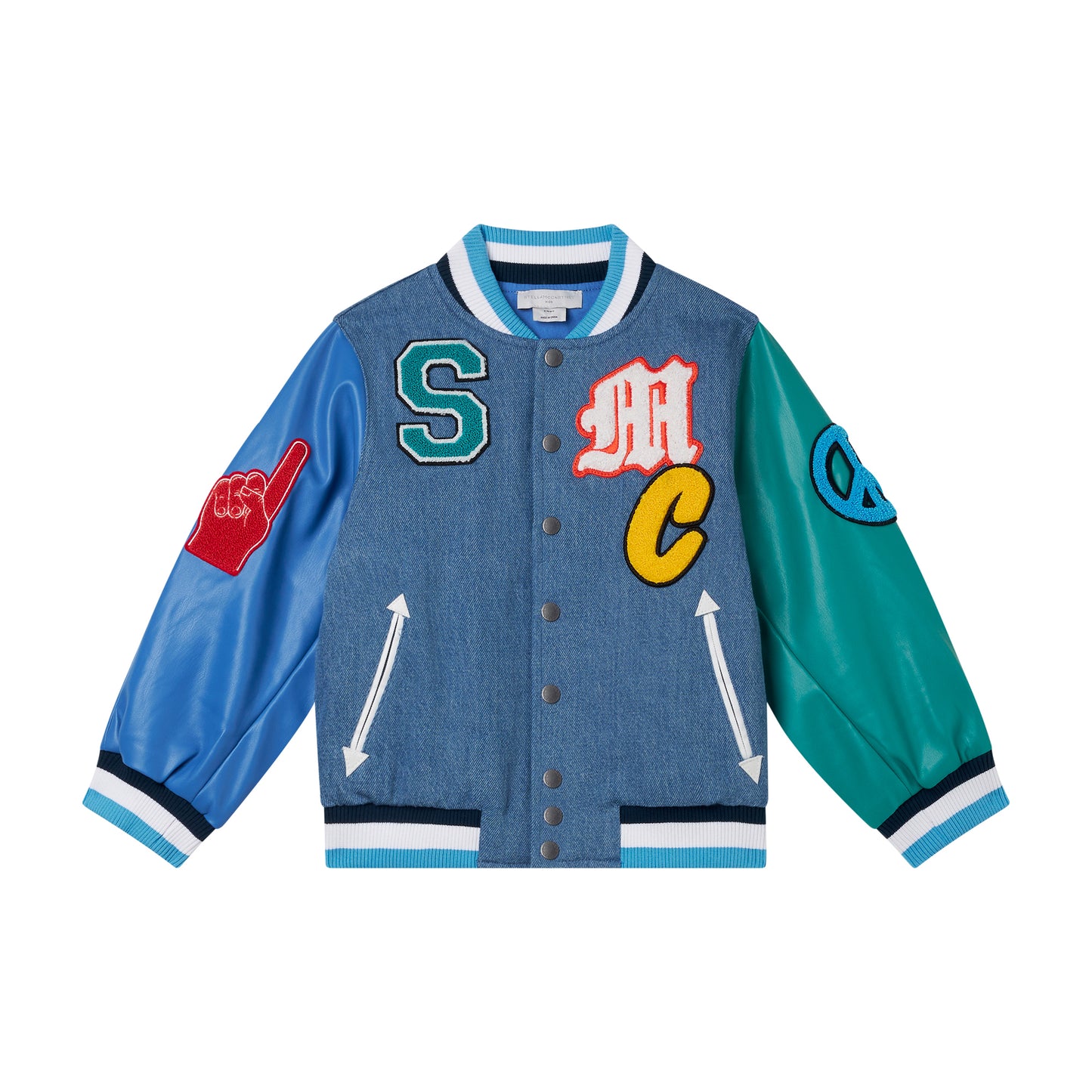 Embroidered denim bomber jacket