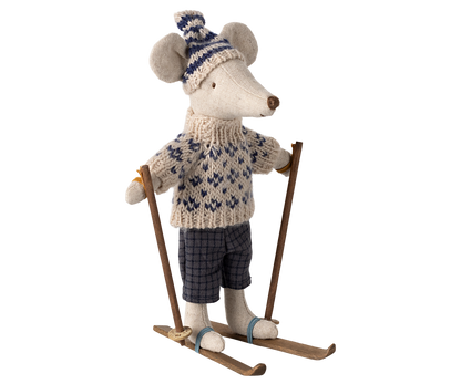 Winter mouse with ski set, Dad - Blue