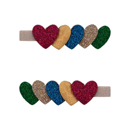 Jazzy layered heart clips