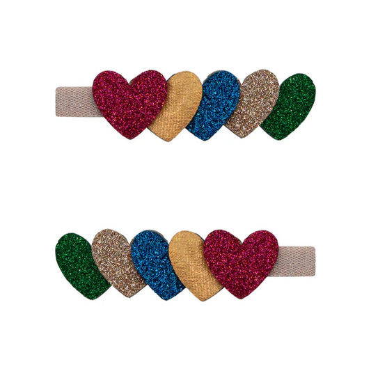 Jazzy layered heart clips