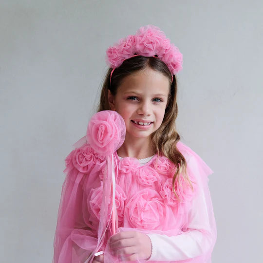 Pink ruffle flower cape