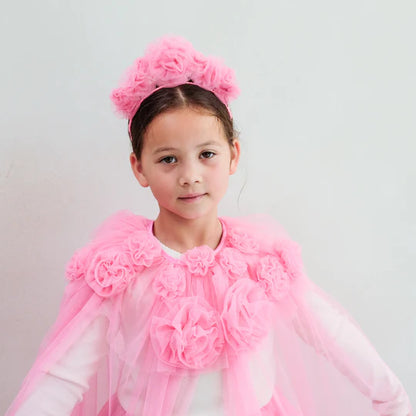 Pink ruffle flower cape