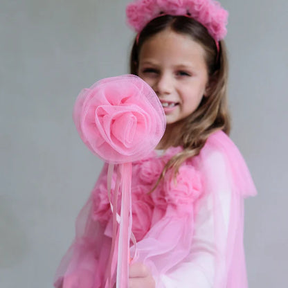 Pink ruffle flower wand