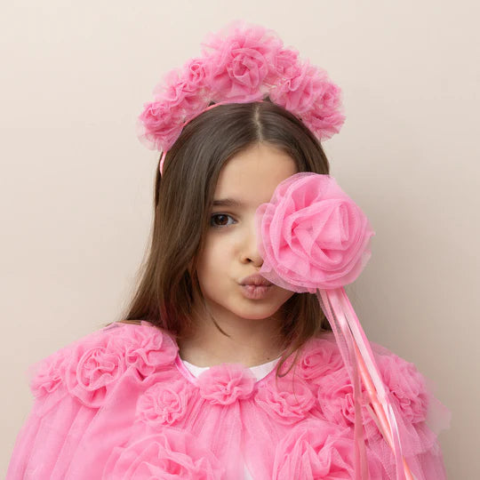 Pink ruffle flower wand