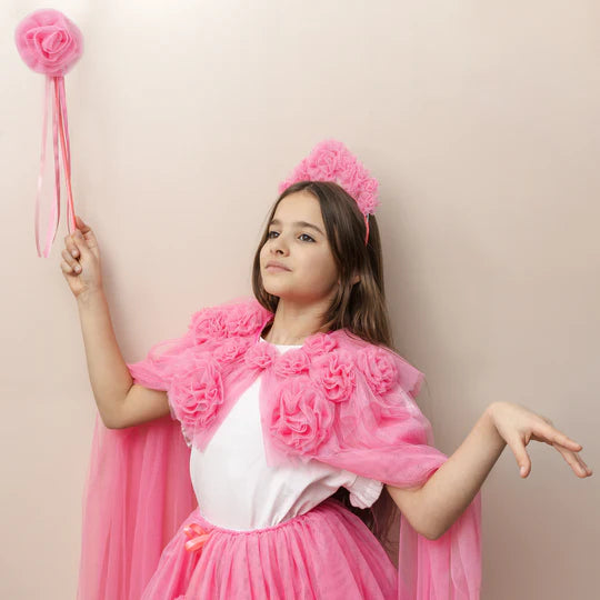 Pink ruffle flower cape