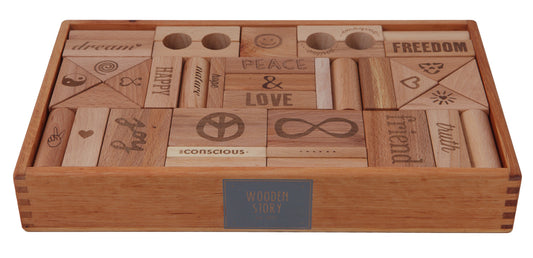 Wooden Blocks Peace & Love Blocks XL - 72 Pcs