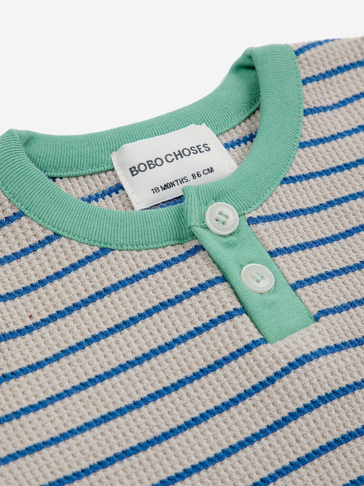 Baby Stripes waffle buttoned T- shirt