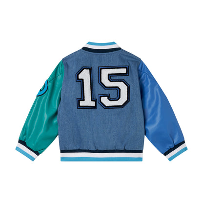 Embroidered denim bomber jacket