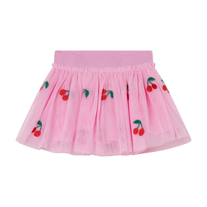 Cherry-Embroidered Tulle Tutu Skirt