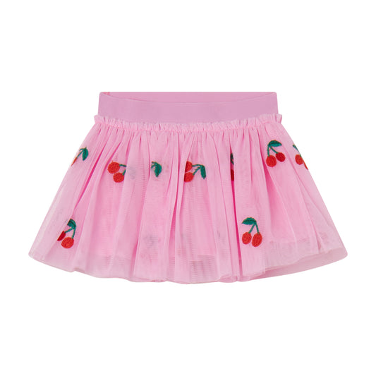 Cherry-Embroidered Tulle Tutu Skirt